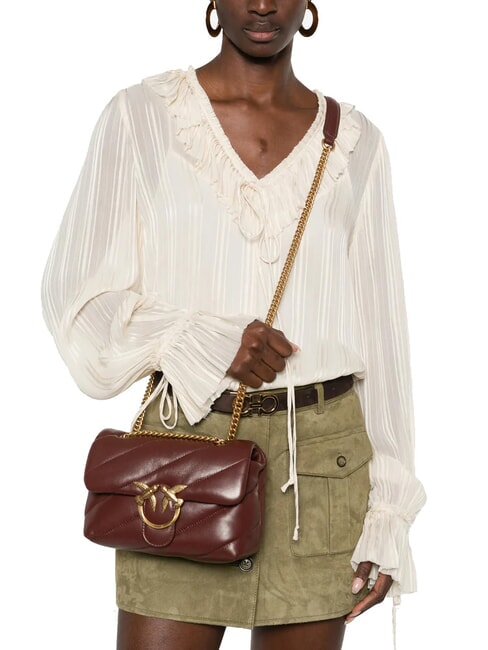 MINI LOVE BAG Bolsa de napa vino borgo&ntilde;a-oro antiguo - Bolsos Mujer