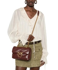 PINKO MINI LOVE BAG Bolsa de napa vino borgo&ntilde;a-oro antiguo - Bolsos Mujer - 5