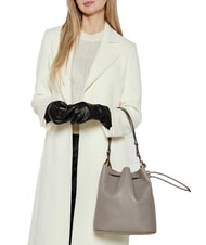 FURLA CAMPIONARIO - SFERA Bolso de cubo de cuero estuco gris - Bolsos Mujer - 5
