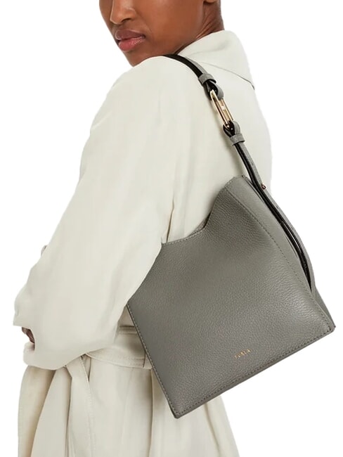 CAMPIONARIO - NUVOLA  Mini bolso de cuero ceniza - Bolsos Mujer