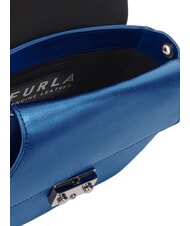 FURLA METROPOLIS Bolso de hombro de piel azul cobalto + plata clara - Bolsos Mujer - 3