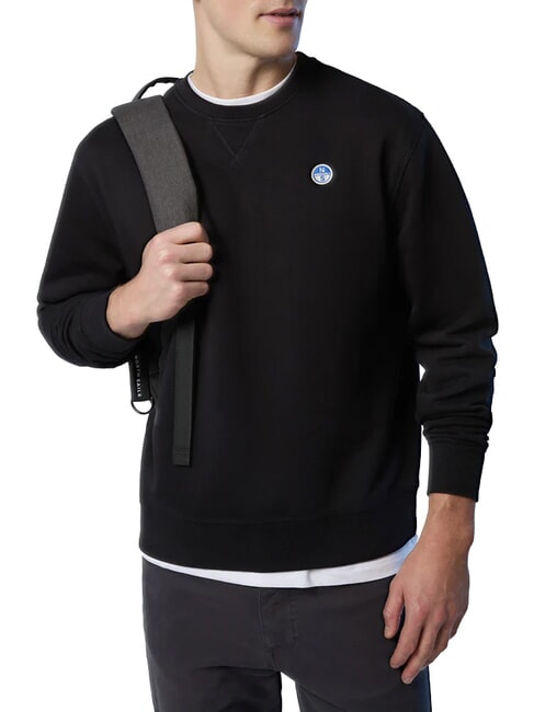 ROUND LOGO Sudadera de algod&oacute;n con cuello redondo negro - Sudaderas
