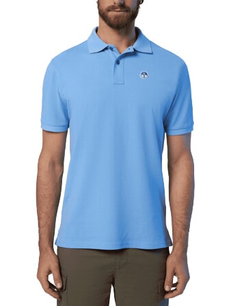 BASIC Polo de manga corta de algod&oacute;n azul claro - camisa polo