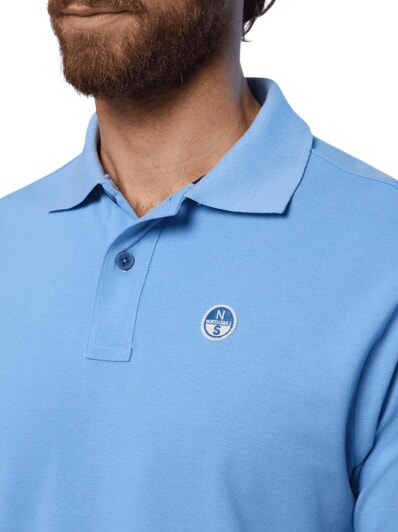 BASIC Polo de manga corta de algod&oacute;n azul claro - camisa polo