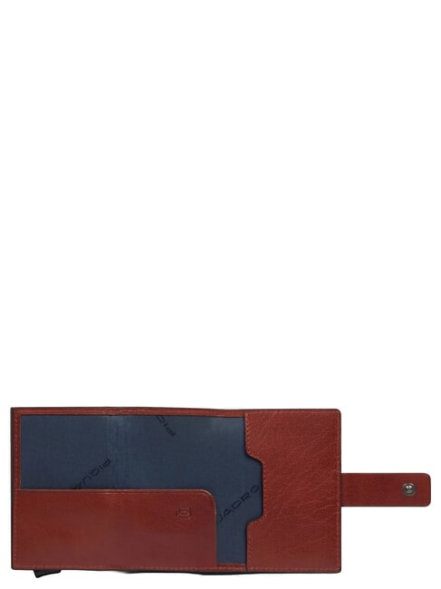 S141 Tarjetero autom&aacute;tico en metal y piel CUERO - Carteras Hombre