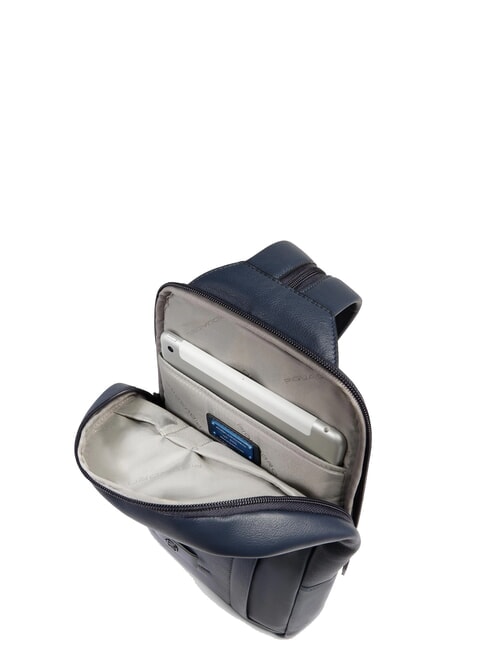 W137 Mochila de cuero de un solo hombro azul - Mochilas para port&aacute;til