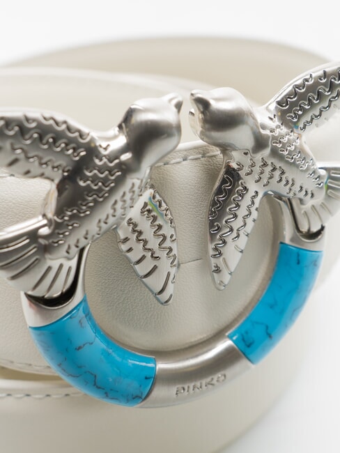 LOVE BERRY Cintur&oacute;n de cuero nube blanca-plata mate - Cinturones