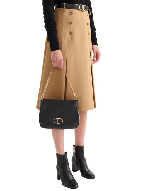 BRAVE MESSENGER Bolso de hombro de piel napa negro - Bolsos Mujer