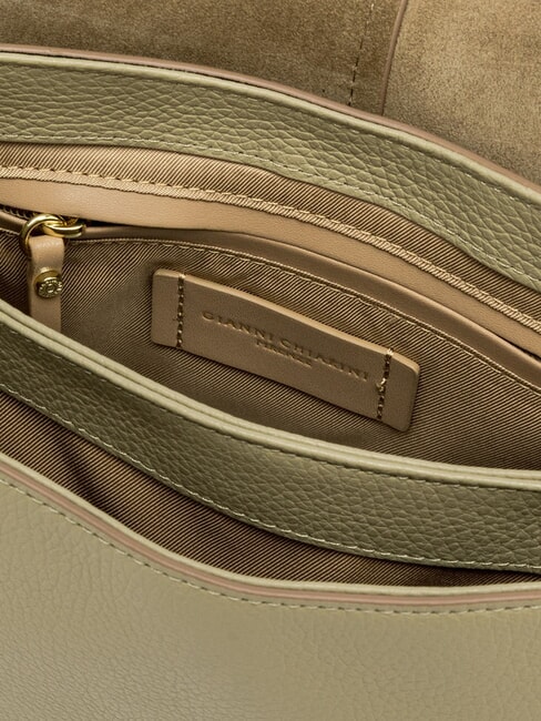 HELENA ROUND Bolso de hombro de piel sauce - Bolsos Mujer