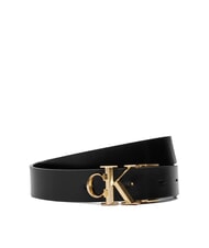CALVIN KLEIN CK HARDWARE Cintur&oacute;n de cuero reversible negro / oro claro antiguo - Cinturones - 2