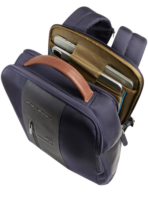 BRIEF 2 mochila para port&aacute;til y soporte para ipad en tejido reciclado azul/cuero - Mochilas para port&aacute;til