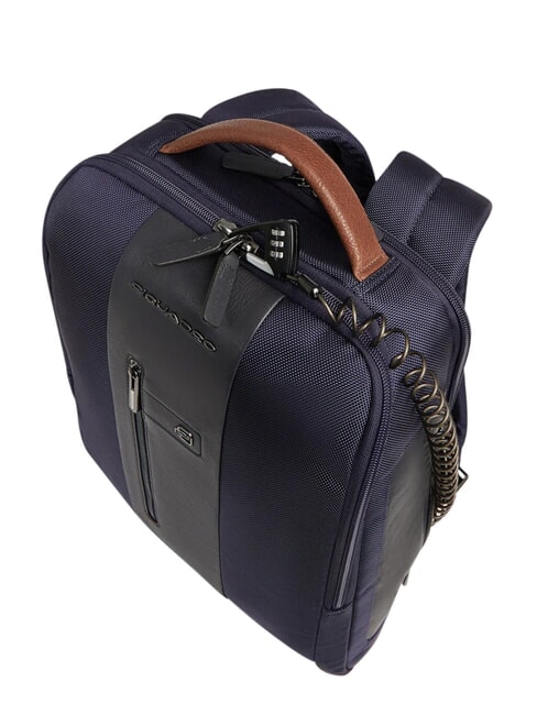 BRIEF 2 mochila para port&aacute;til y soporte para ipad en tejido reciclado azul/cuero - Mochilas para port&aacute;til