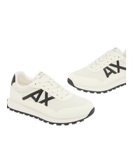 ARMANI EXCHANGE DROP MICROSUEDE Zapatillas con logotipo en contraste blanco roto + negro - Zapatos Hombre - 6