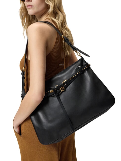 BELT BAG Bolsa grande negro-oro antiguo - Bolsos Mujer