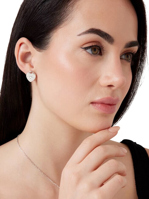 AMORE Pendientes de plata con dije de coraz&oacute;n SILVER - Pendientes