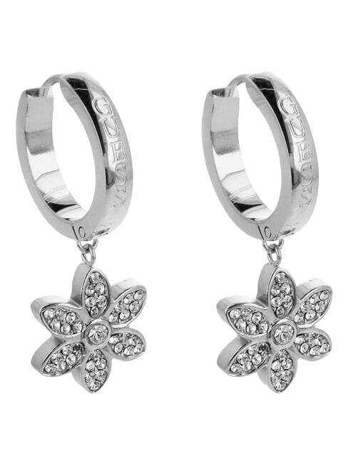 WHITE LOTUS Pendientes de aro con charms de flores SILVER - Pendientes