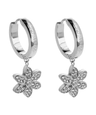 GUESS WHITE LOTUS Pendientes de aro con charms de flores - Pendientes