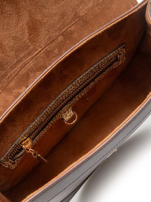 OVAL T Bolso bandolera mediano con solapa chocolate - Bolsos Mujer