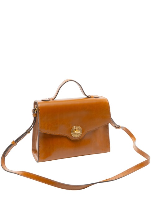 IRENE Bolso de hombro, en piel Cognac / Oro - Bolsos Mujer