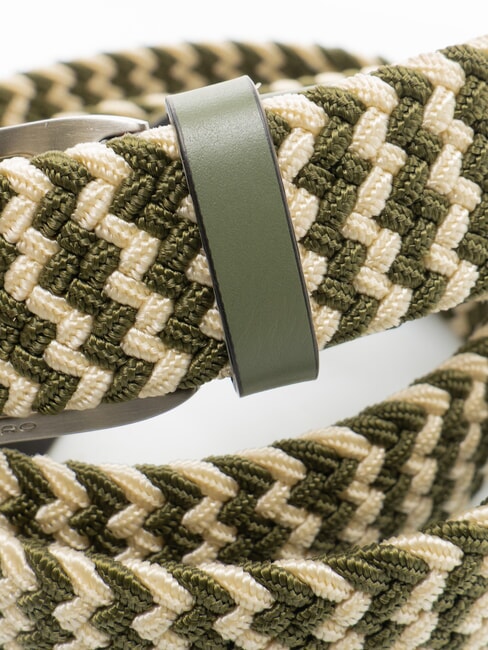 CINTURE COLL.109 Cintur&oacute;n el&aacute;stico trenzado VERDE / BEIGE - Cinturones