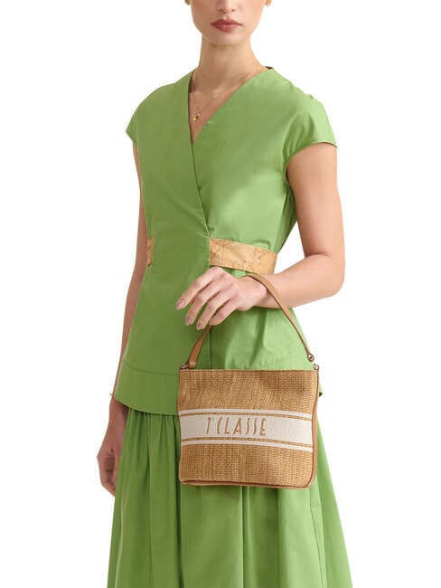 RAFIA COAST Mini bolso tipo cubo TABACO - Bolsos Mujer