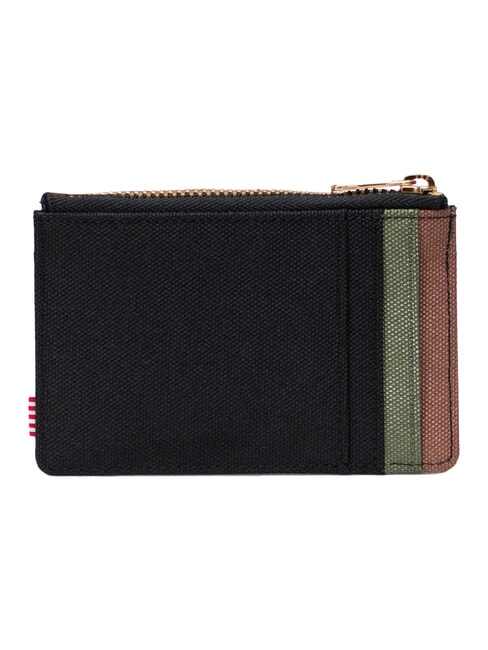OSCAR Tarjetero plano con cremallera negro/tr&eacute;bol de cuatro hojas/marr&oacute;n silla de montar - Carteras Hombre
