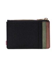 HERSCHEL OSCAR Tarjetero plano con cremallera negro/tr&eacute;bol de cuatro hojas/marr&oacute;n silla de montar - Carteras Hombre - 2