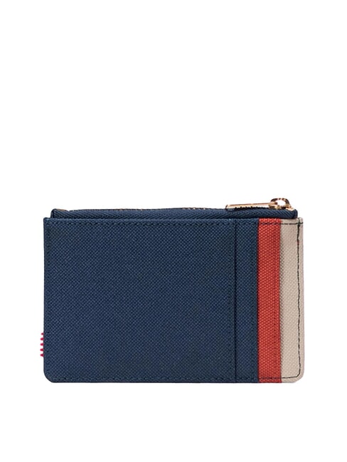 OSCAR Tarjetero plano con cremallera iris negro/ocre rojo/sarga - Carteras Hombre