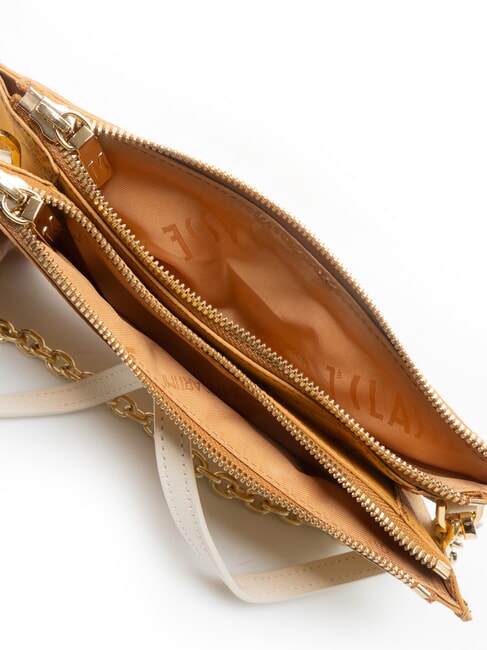 ESCAPE GEO Bolso de hombro con cadena y correa para el hombro. Marfil - Bolsos Mujer