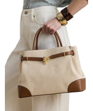 RALPH LAUREN BLAIKE Bolso de mano con correa para el hombro. lienzo blanco/beige - Bolsos Mujer - 3