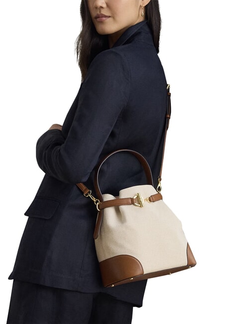 BLAIKE Bolso de mano con correa para el hombro, tipo cubo. lienzo blanco/beige - Bolsos Mujer