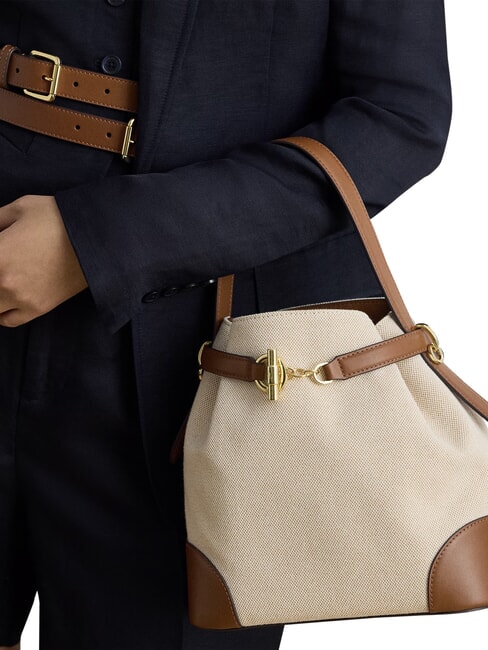 BLAIKE Bolso de mano con correa para el hombro, tipo cubo. lienzo blanco/beige - Bolsos Mujer