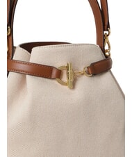 RALPH LAUREN BLAIKE Bolso de mano con correa para el hombro, tipo cubo. lienzo blanco/beige - Bolsos Mujer - 7