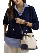RALPH LAUREN BLAIKE Bolso de mano con correa para el hombro, tipo cubo. natural/lona/azul marino - Bolsos Mujer - 2
