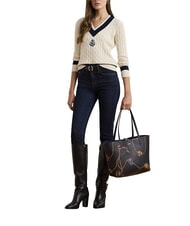 RALPH LAUREN Merrimack Comprador de hombro reversible azul marino/rayas finas - Bolsos Mujer - 2