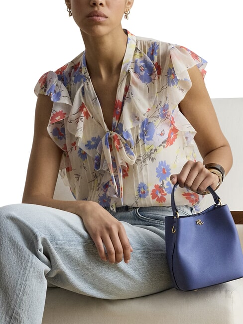 REESE Bolso de mano con correa para el hombro, de piel. Azul Carson - Bolsos Mujer