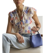 RALPH LAUREN REESE Bolso de mano con correa para el hombro, de piel. Azul Carson - Bolsos Mujer - 3