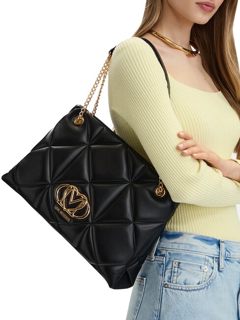 EMBOSSED Quilted Bolso de hombro negro - Bolsos Mujer