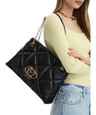 LOVE MOSCHINO EMBOSSED Quilted Bolso de hombro negro - Bolsos Mujer - 2