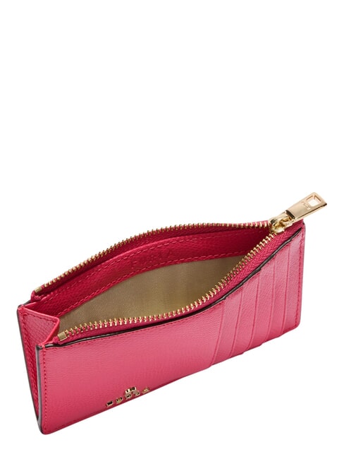 CAMELIA Cartera plana de piel rosa terciopelo - Carteras Mujer