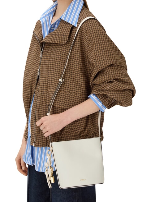 ROXIE Bolso bandolera tipo cubo de piel Ares CREMA - Bolsos Mujer