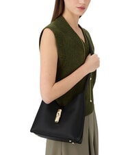 FURLA GOCCIA Bolso de hombro de piel negro - Bolsos Mujer - 3