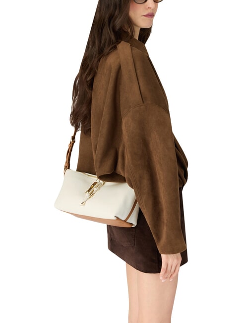 DEBBY Bolso de hombro de piel crema + brandy - Bolsos Mujer