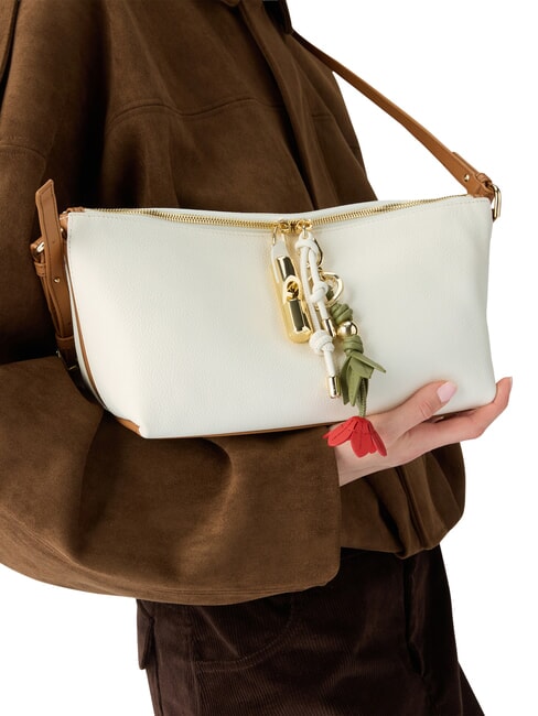 DEBBY Bolso de hombro de piel crema + brandy - Bolsos Mujer