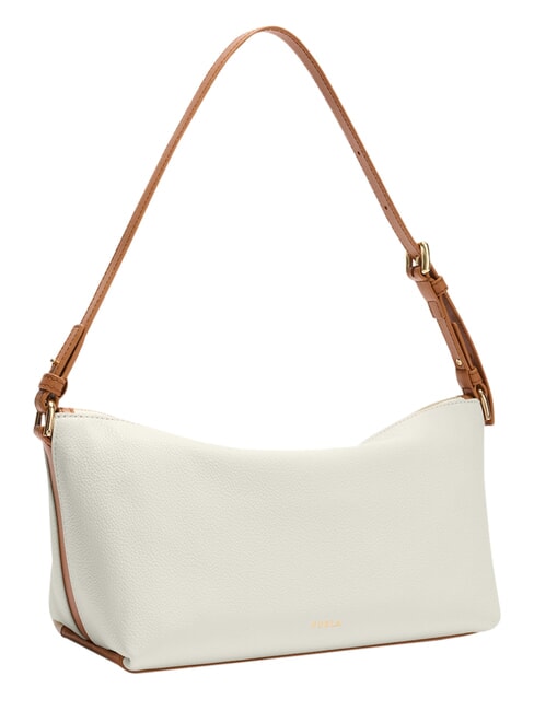 DEBBY Bolso de hombro de piel crema + brandy - Bolsos Mujer