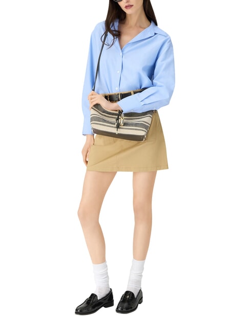 DEBBY Bolso de hombro, de piel y lino. tonos &iacute;ndigo - Bolsos Mujer