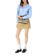 FURLA DEBBY Bolso de hombro, de piel y lino. tonos &iacute;ndigo - Bolsos Mujer - 2