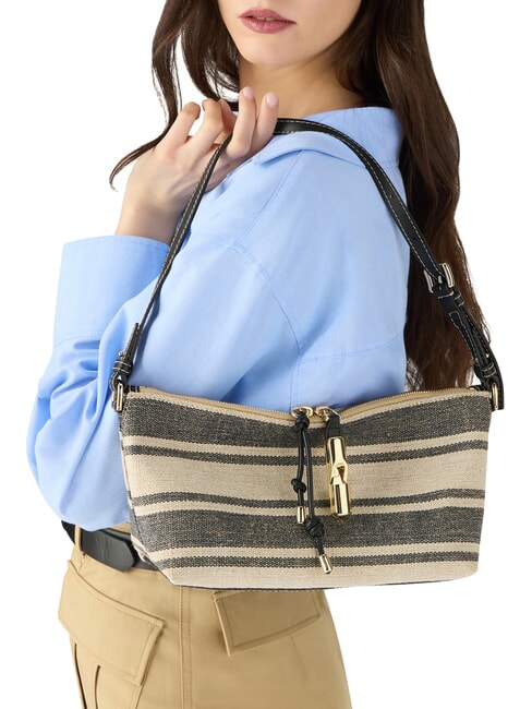 DEBBY Bolso de hombro, de piel y lino. tonos &iacute;ndigo - Bolsos Mujer