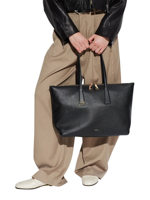 OLIVIA Bolso de hombro de piel para compras negro - Bolsos Mujer