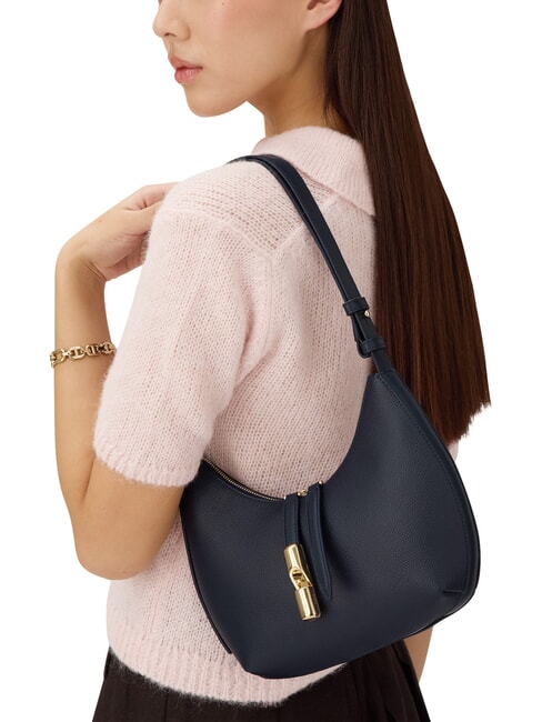 GOCCIA Bolso bandolera de piel martillada azul tinta - Bolsos Mujer